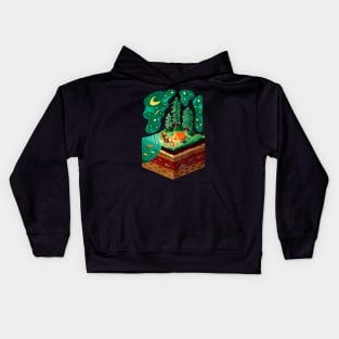 Camping in a Forest on a Starry Night Kids Hoodie